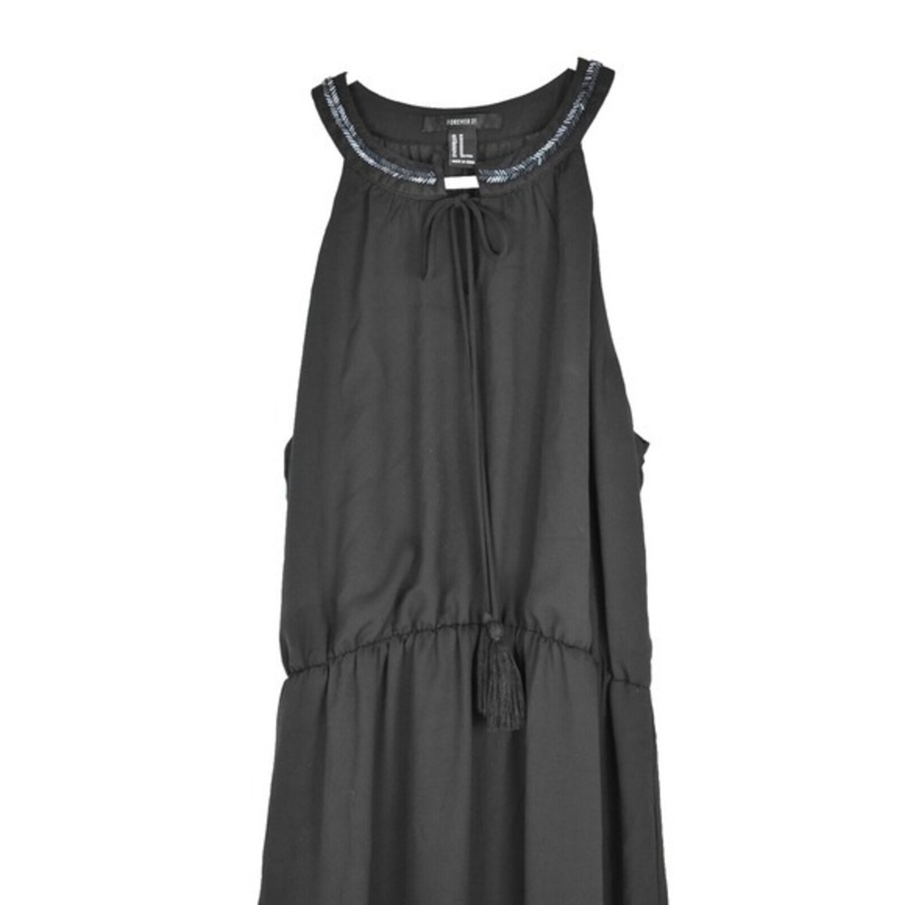 Forever 21 Women's Medium Black sleeveless full length dress sequins maxi halter